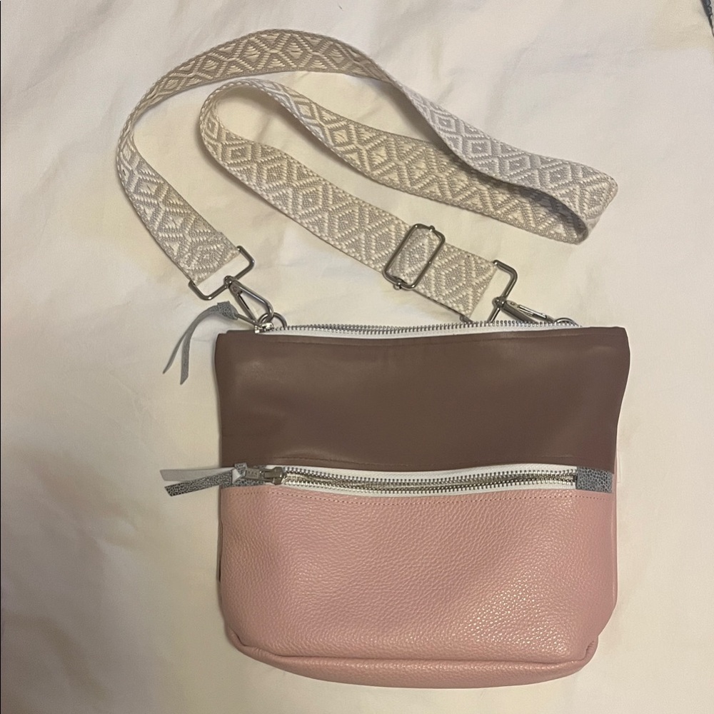 ami Pink and Brown Crossbody Bag